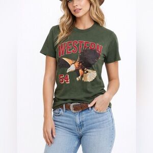 IML Isaac Morris "Western 54" Eagle Graphic Tee | Burnt Olive | Size S | NWT